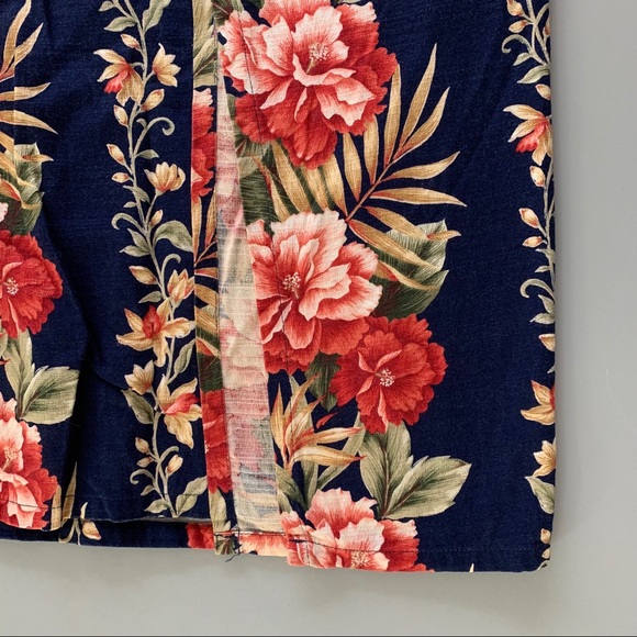 🌺 Vintage Hawaiian Barkcloth Mumu Dress Navy - Picture 7 of 8